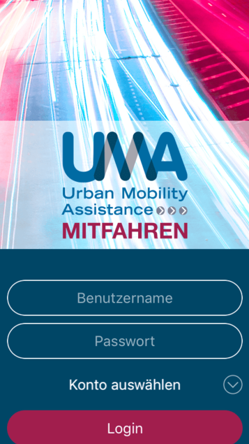 Ansicht Menü der UMA App