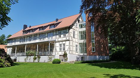 Ein Fachwerkhaus auf Burg Knesebeck.