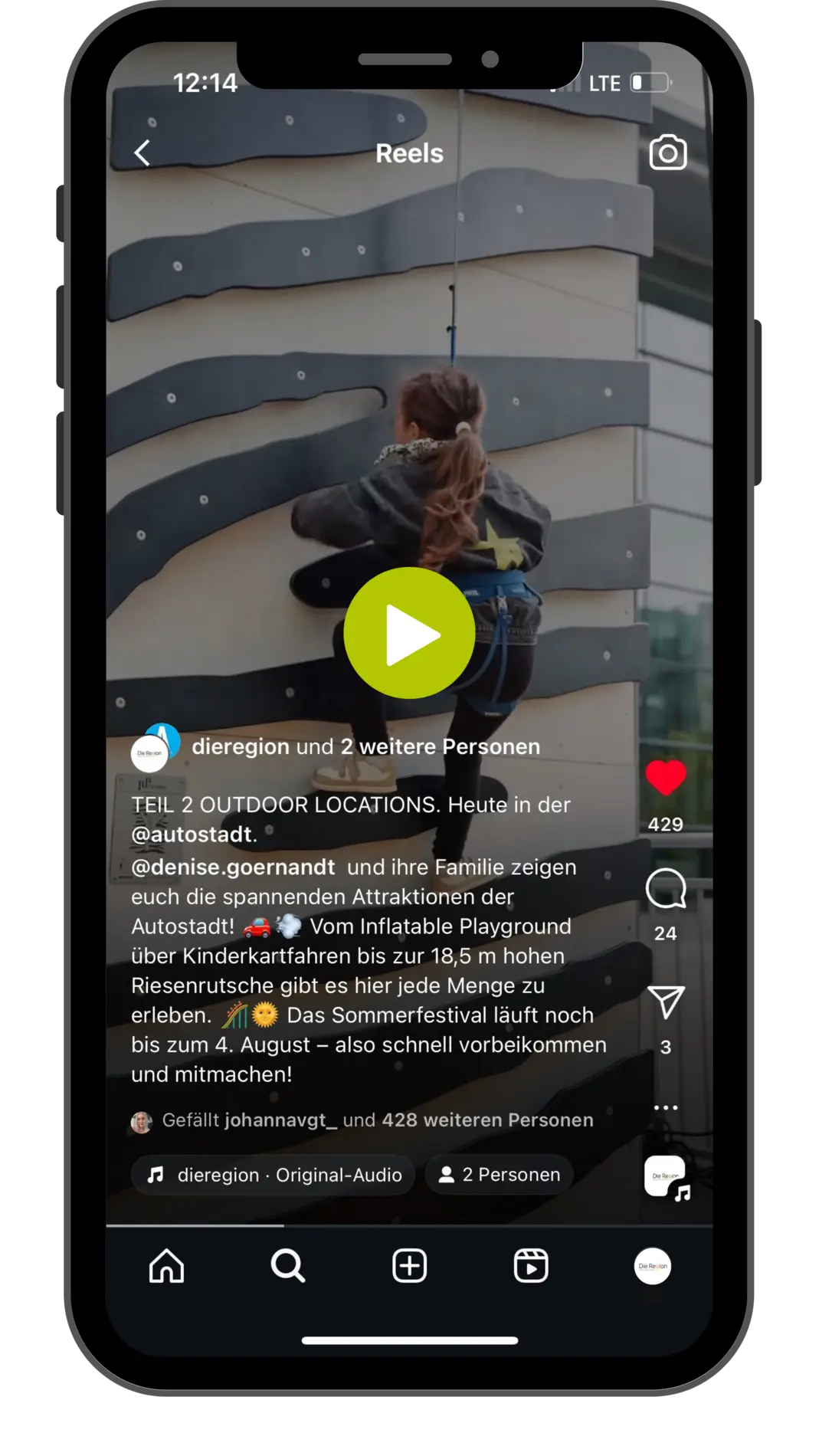 Instagram-Reel mit den Attraktionen der Autostadt