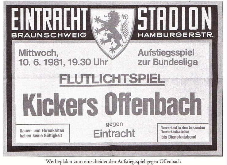 Eine Eintrittskarte für Eintracht Braunschweig von 1981.