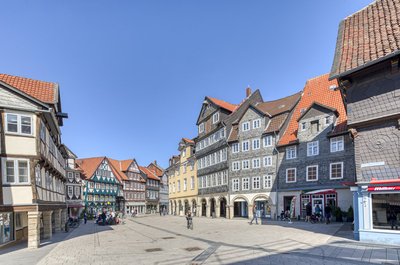 Man blickt in die Wolfenbüttler Fußgängerzone