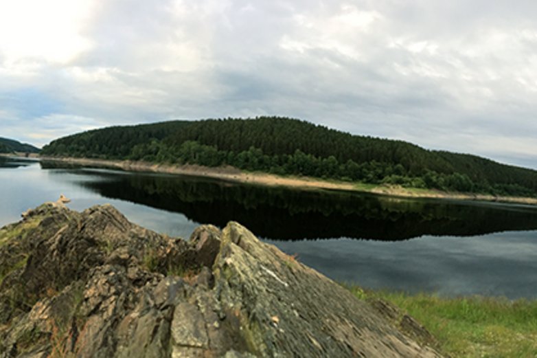Der Okerstausee liegt inmitten von Wäldern.