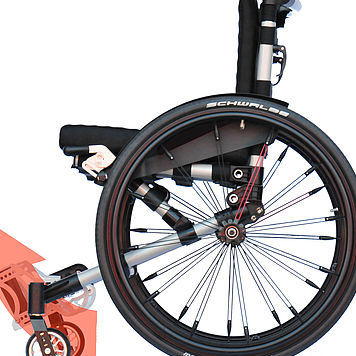 Abbildung eines faltbaren Rollstuhl von Sessio aus Gifhorn.