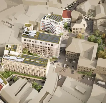 Visualisierung des zukünftigen Stiftshöfe-Areals in der Braunschweiger Innenstadt. (Bildrechte: Struktur-Förderung Braunschweig GmbH)