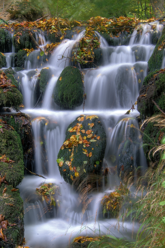 Ein Wasserfall im Wald bei Helmstedt.