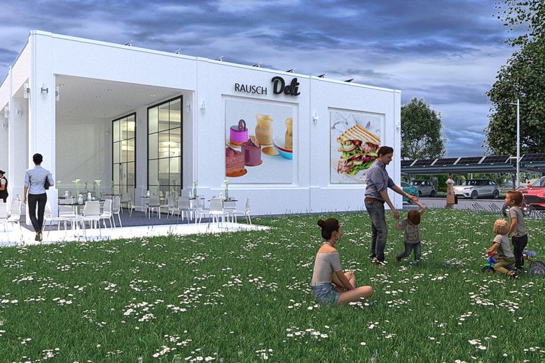 Ein Modell eines Geschäftshauses.