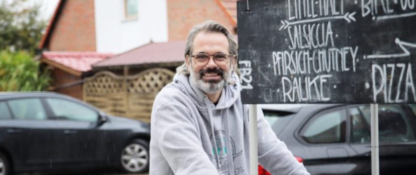 Thomas Baake auf seinem Foodbike.