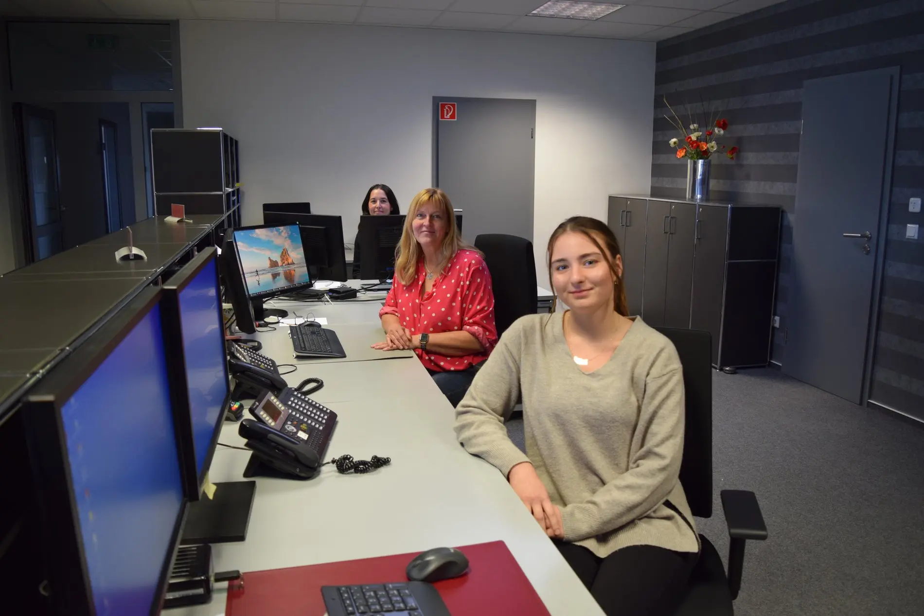 Mehrere Kollegen sitzen am Tisch in der Steuerberatungskanzlei Peggau in Salzgitter. 