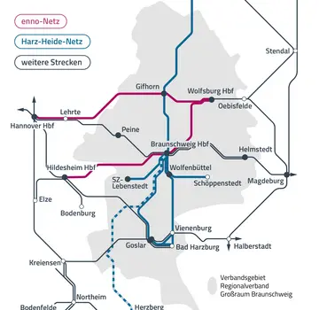 Das Harz-Heide-Bahnnetz soll durch batterieelektrische Züge klimaneutral werden. (Bildrechte: Regionalverband Großraum Braunschweig)