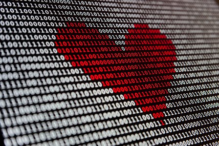 Ein Bildschirmcode in Herzform.