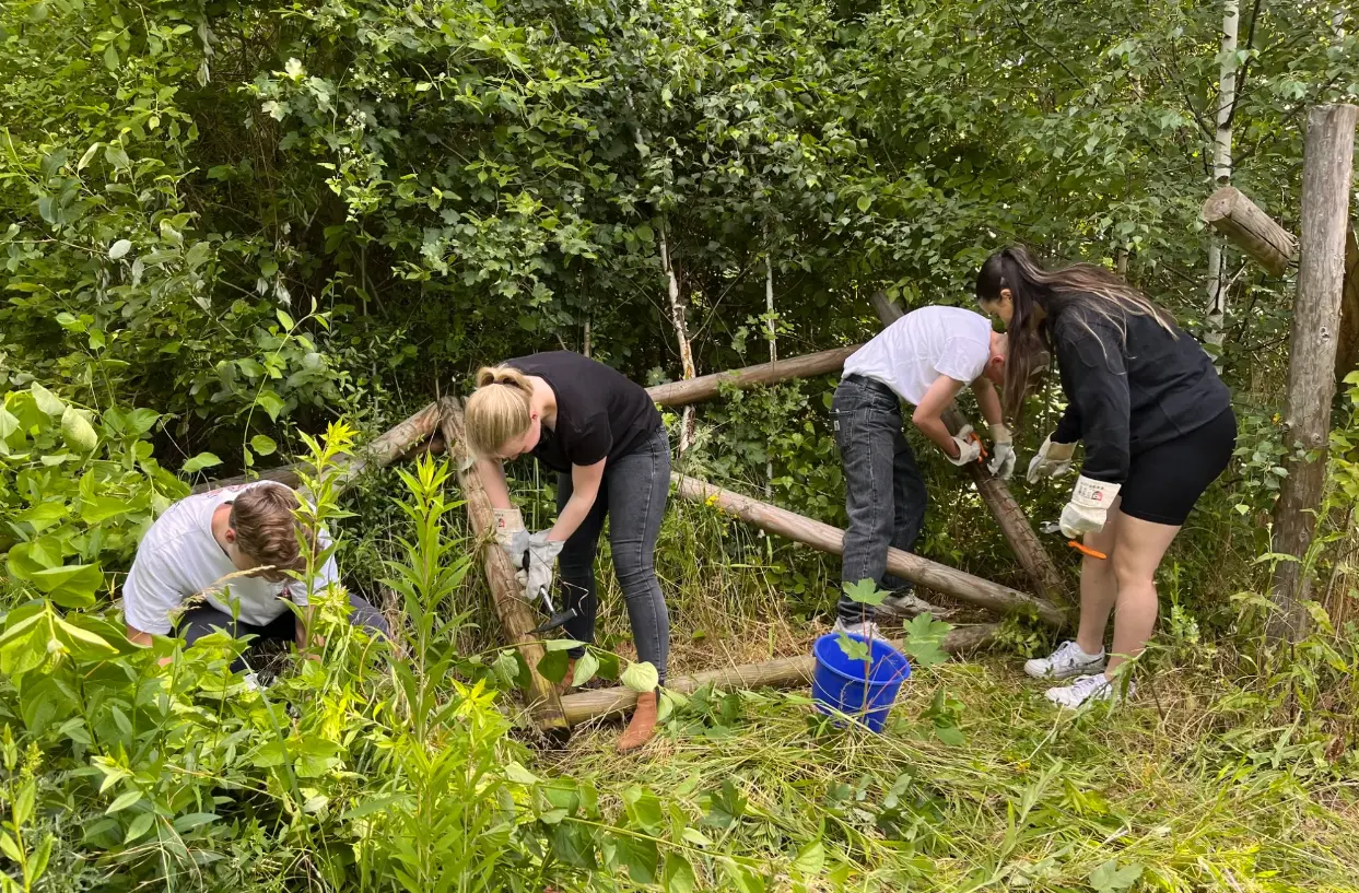 Nachhaltig: das Engagement der Schüler beim Zaunbau.
