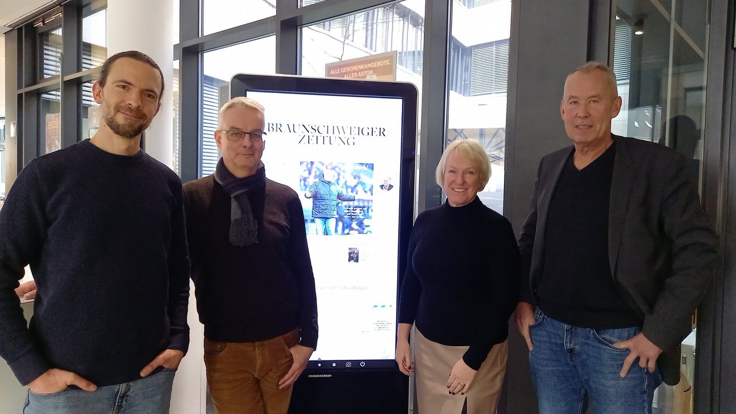 Torben Dietrich, Malte Schumacher, Angela Kleinhans und Kay Rohn im Braunschweiger Medienhaus.