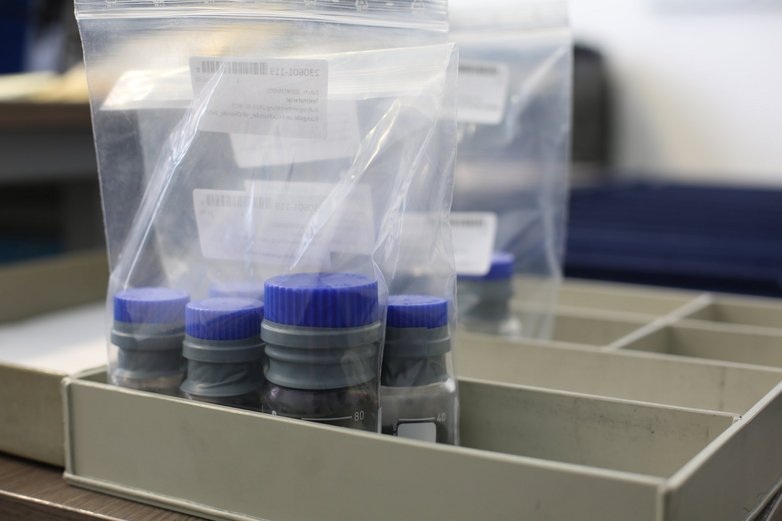 Proben in einem Plastiksack.