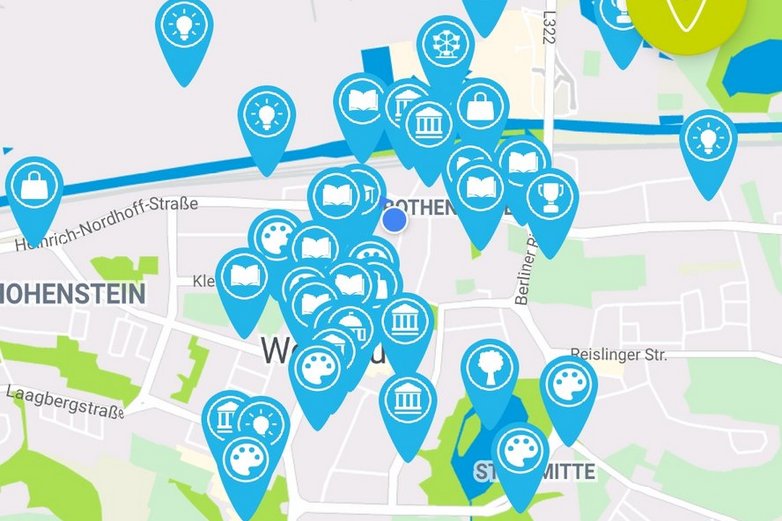 Screenshot einer interaktiven Karte von Wolfsburg.