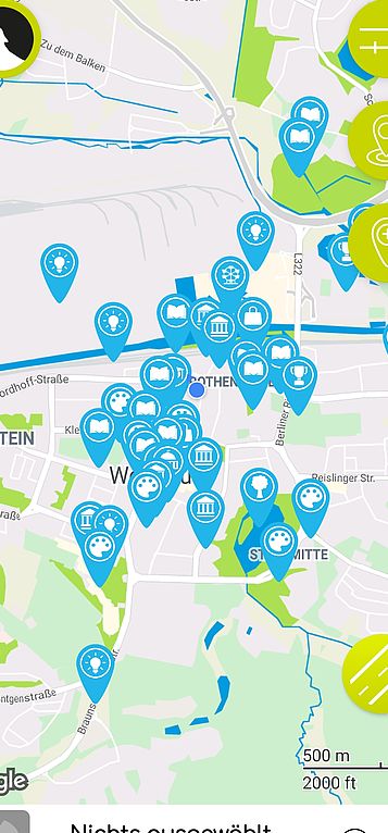 Screenshot einer interaktiven Karte von Wolfsburg.