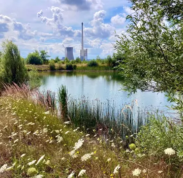 Helmstedter Revier, Karpfenteich, Kraftwerk Buschhaus (Bildrechte: Martina Hartmann / Stadt Helmstedt)