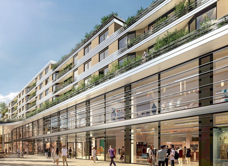 Visualisierung des ersten Bauabschnitts der BRAWO Arkaden in Wolfsburg.