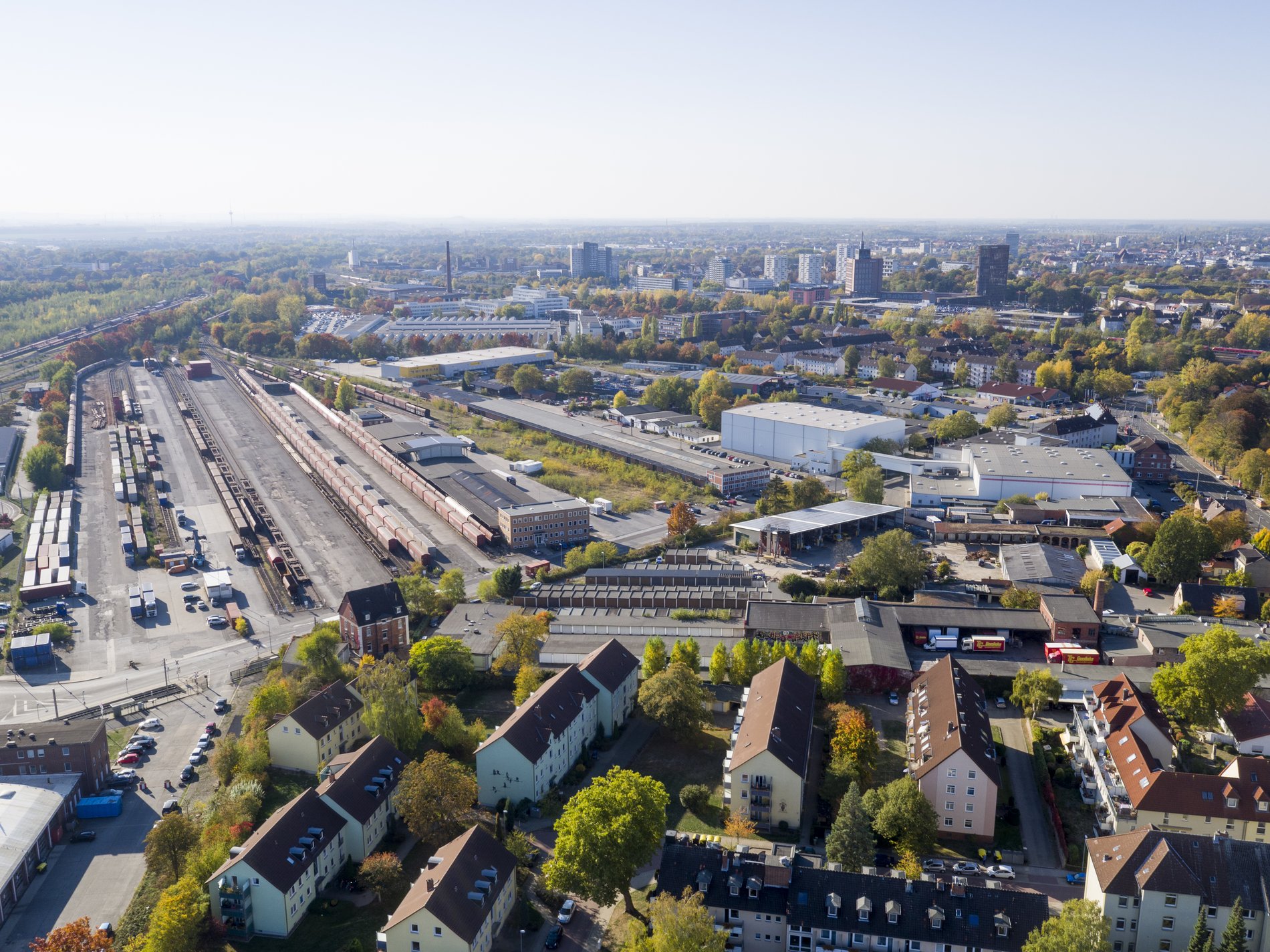 Ein weiterer Blick auf einen Teil der Bahnstadt aus der Luftperspektive.